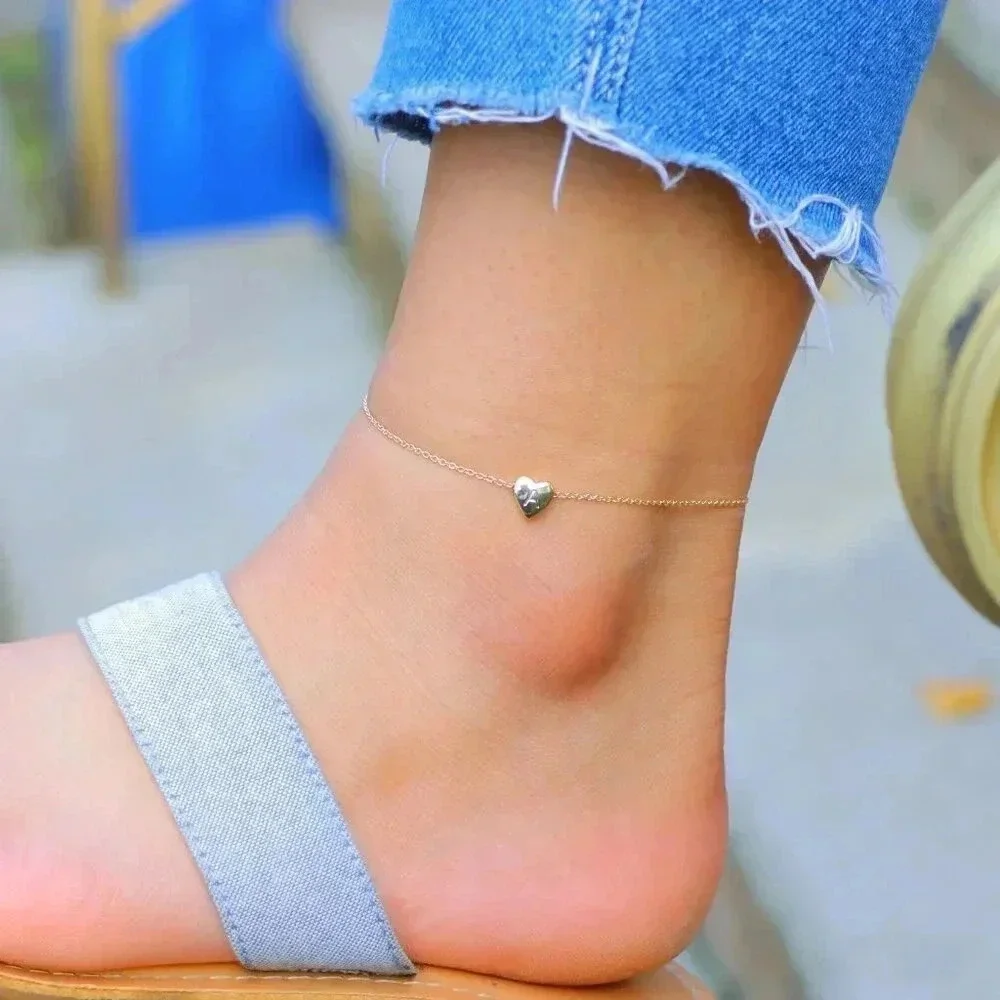 ❤️HEART CHARM PERSONALIZED CUSTOM DAINTY GOLD INITIAL ANKLET GIRL TEEN,ELDM22225